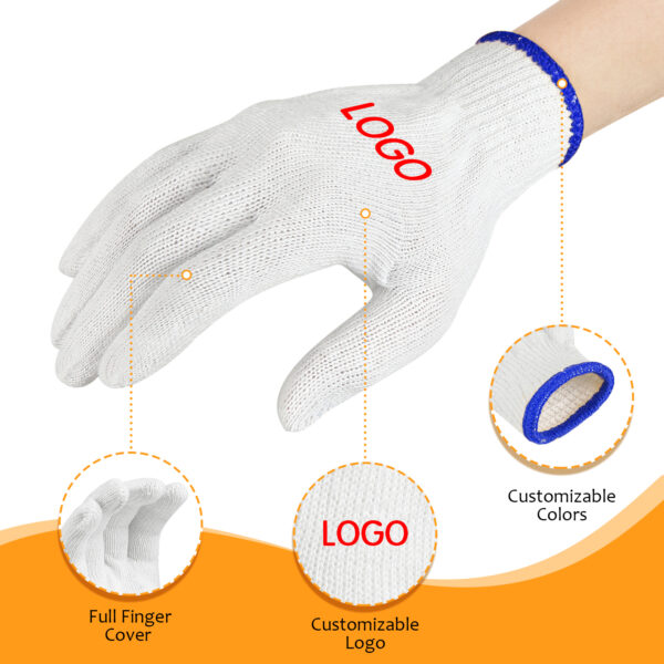 Protective Gloves Wholesale White Cotton Glove Construction Safety Gardening Work Gloves - 图片 3
