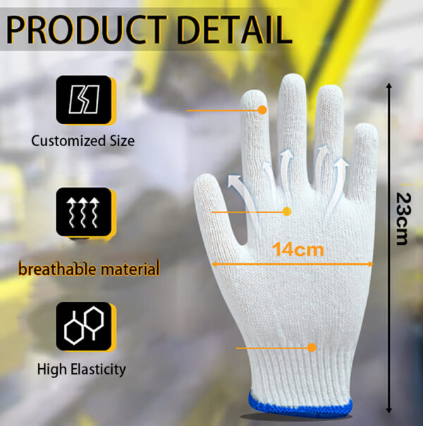Protective Gloves Wholesale White Cotton Glove Construction Safety Gardening Work Gloves - 图片 5