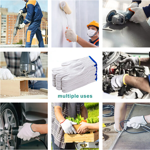 Protective Gloves Wholesale White Cotton Glove Construction Safety Gardening Work Gloves - 图片 6